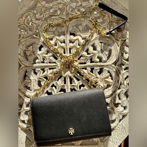 Tory Burch Black Crossbody Bag with Gold Chain